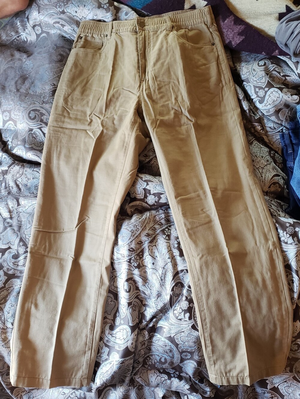 Casual Joe By Haband 100% Cotton Flannel Lined  Tan Pants 36x31
